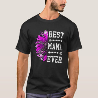 Womens Best Mama Ever Mother's Day Sunflower Leop T-Shirt