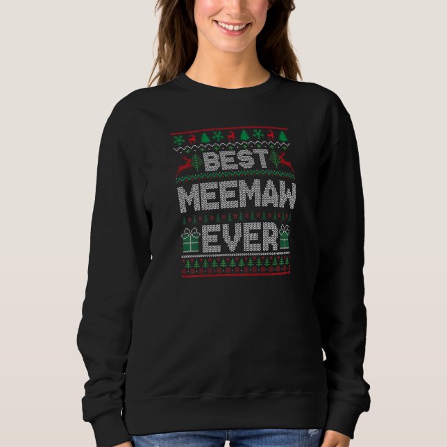 Womens Best Meemaw Ever Christmas Pyjamas Matching Sweatshirt (Front)