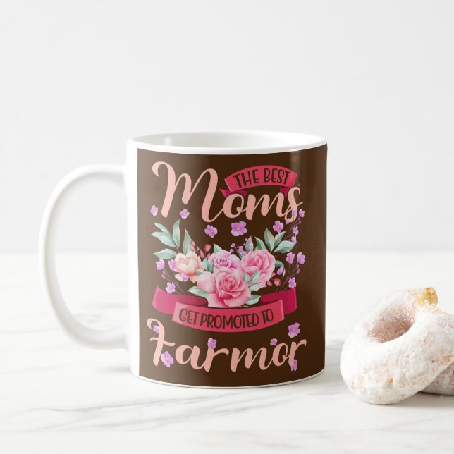 Womens Best Moms Promoted Farmor Grandma Mothers Coffee Mug (With Donut)