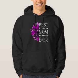 Womens Best Mum Ever Mother's Day Sunflower Leopar Hoodie