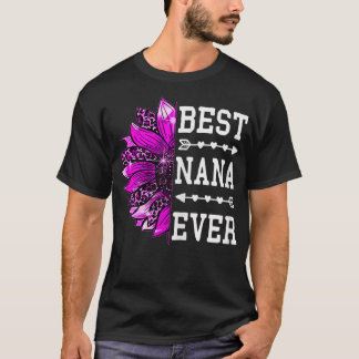 Womens Best Nana Ever  Mother's Day Sunflower Leop T-Shirt