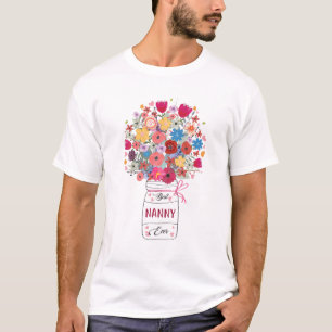 Womens Best Nanny Ever Art Flower Grandma Mother's T-Shirt