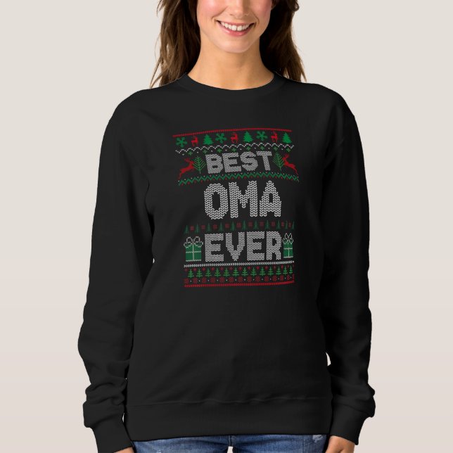Womens Best Oma Ever Christmas Pajamas Matching Ug Sweatshirt (Front)