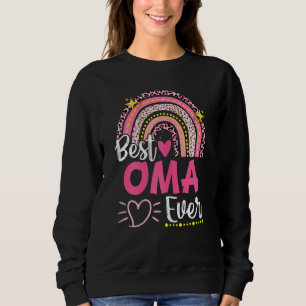 Womens Best Oma Ever Leopard Rainbow New Grandma M Sweatshirt