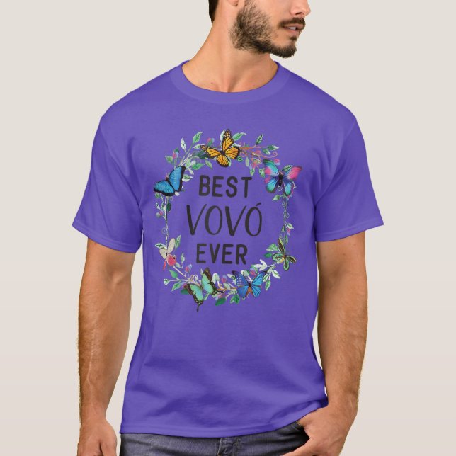Womens Best VoVo Ever Butterfly Floral Personalize T-Shirt (Front)