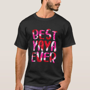 Womens Best Yaya Ever Tie Dye Heart Mother's Day T-Shirt