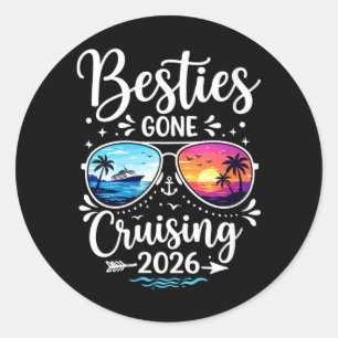 Womens Besties Gone Cruising 2026 Girls Matching Classic Round Sticker