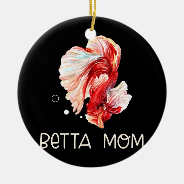 Womens Betta Fish Betta Mum Funny Cute Pet Owner Ceramic Ornament (Front)