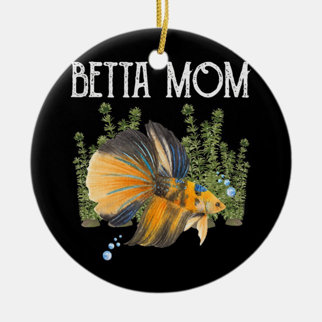 Womens Betta Fish Betta Mum Funny Cute Pet Owner Ceramic Ornament (Front)