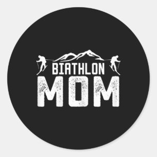 Womens Biathlon Mum Mother Biathlet Cross-country Classic Round Sticker