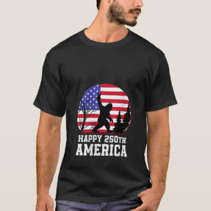 Womens Bigfoot America Rock On American Flag Patri T-Shirt