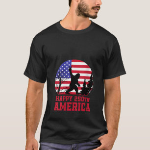 Womens Bigfoot America Rock On American Flag Patri T-Shirt