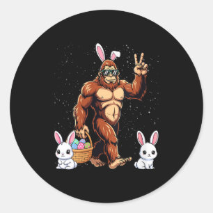 Women's bigfoot easter day rabbit funny easter classic round sticker