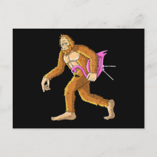 Womens Bigfoot With Flamingo Animal Costume Gift Invitation Postcard