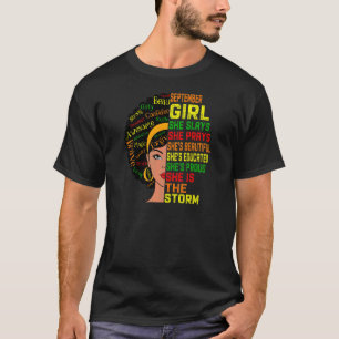 Womens Birthday Black Girls Women September Girl S T-Shirt