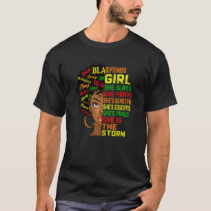 Womens Birthday Black Girls Women September Girl S T-Shirt