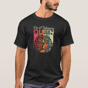 Womens Birthday February Queen Vintage Afro Africa T-Shirt
