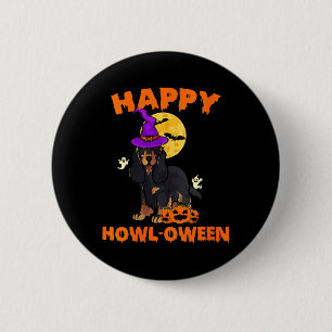Womens Black And Tan Cocker Spaniel Dog Witch 6 Cm Round Badge
