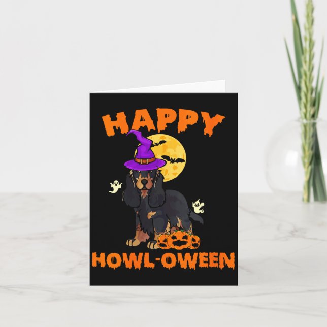 Womens Black And Tan Cocker Spaniel Dog Witch Card (Front)