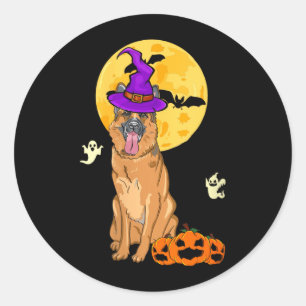 Womens Black And Tan German Shepherd Witch Classic Round Sticker