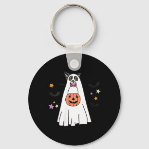 Womens Black And White Border Collie Dog Boo Key Ring