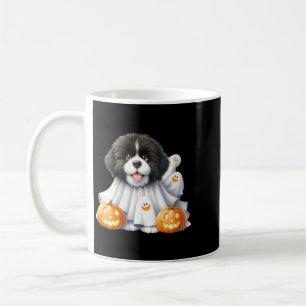 Womens Black And White Halloween Dog Ghost Dog Coffee Mug