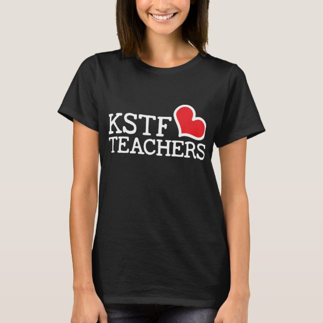 Women's Black Basic T-Shirt - KSTF Heart: Centre (Front)