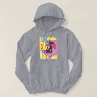 Women's Black Cat Abstract  Hoodie