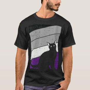 Womens Black Cat Asexual Pride Kitten Lover LGBTQ T-Shirt