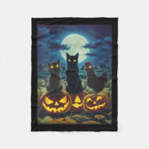 Womens Black Cat Dog Chicken Halloween Pumpkin Fleece Blanket