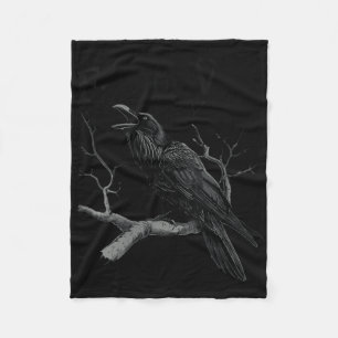 Womens Black Crow, F-caw-f Funny Black Bird V-neck Fleece Blanket