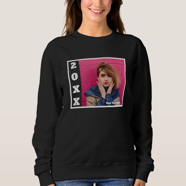 Womens Black Custom Photo Sweatshirt (Front)