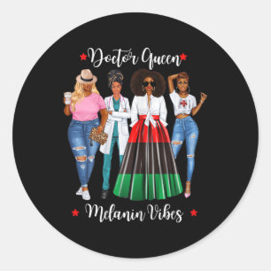 Womens Black Doctor Black Lives Dr Coffee Lover Me Classic Round Sticker