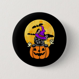 Womens Black French Bulldog Witch Dog Lover 6 Cm Round Badge