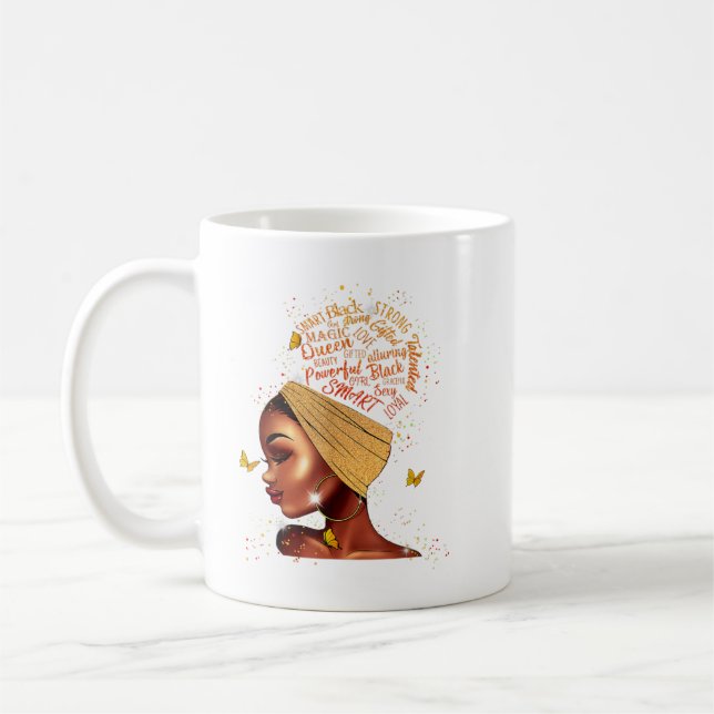 Womens Black Girl Magic Afro American Melanin Natu Coffee Mug (Left)