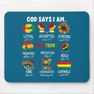 Womens black girl queen god says am melanin histor mouse pad