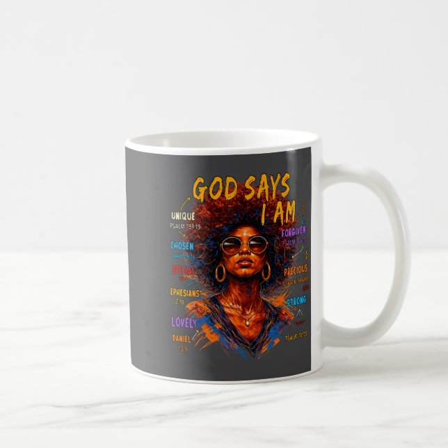 Womens Black Girl Queen God Says I Am Melanin Hist Coffee Mug (Right)