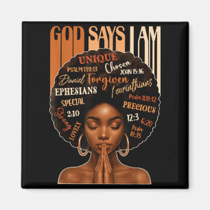 Womens Black Girl Queen God Says I Am Melanin Hist Magnet