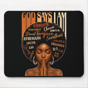 Womens Black Girl Queen God Says I Am Melanin Hist Mouse Pad