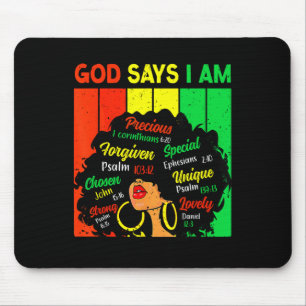 Womens Black Girl Queen God Says I Am Melanin Hist Mouse Pad