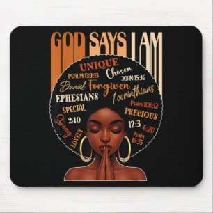 Womens Black Girl Queen God Says I Am Melanin Hist Mouse Pad