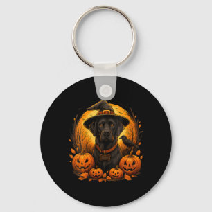 Womens Black Lab Halloween Witch Hat Labrador Dog Key Ring