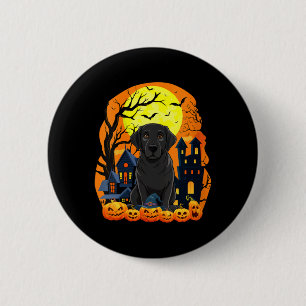Womens Black Labrador Dog With Pumpkins Funny Y 6 Cm Round Badge