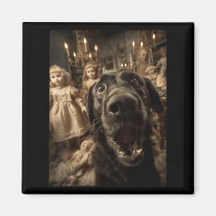 Womens Black Labrador Selfie With Y Dolls Spooky Magnet