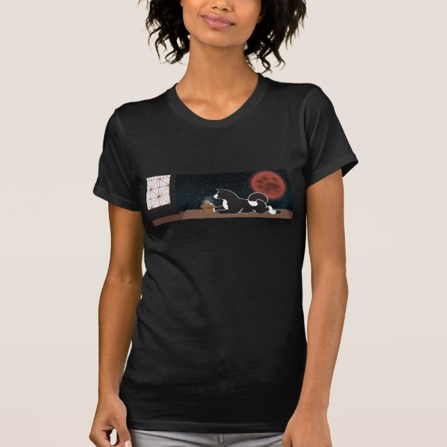 Women's Black MARS Harvest Moon T-shirt (Front)