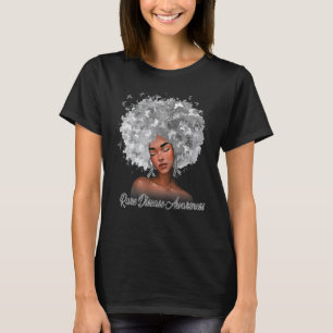 Womens Black Melanin Zebra Ribbon Rare Disease Awa T-Shirt