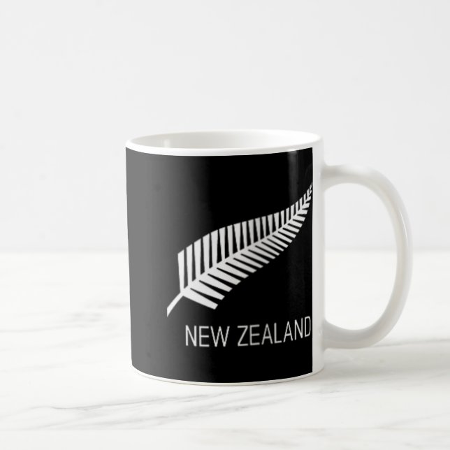 Womens Black New Zealand Fern Shirt Mens Black Pro Coffee Mug (Right)