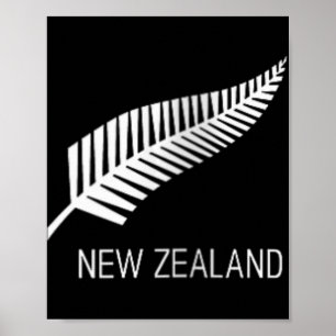 Womens Black New Zealand Fern Shirt Mens Black Pro Poster