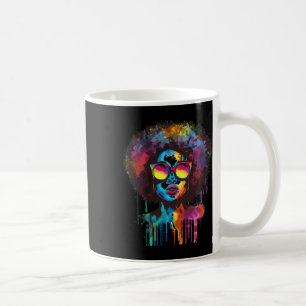 Womens Black Queen Afro Melanin Paint Dripping Jun Coffee Mug