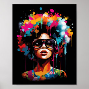 Womens Black Queen Dripping Afro Melanin Juneteent Poster